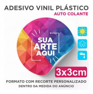 ADESIVO COM RECORTE ESPECIAL 3x3Cm VINIL ADESIVO 3x3Cm 4x0 - Colorido Frente Brilho/Fosco/Transparente Recorte eletrônico 