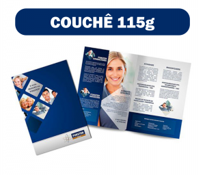 Folders 1 Dobra Couchê 115g 28x20cm aberto - 14x20cm fechado 4x4 Papel Brilhoso Corte e vinco 