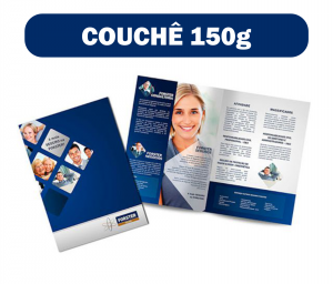 Folders 1 Dobra Couchê 150g 28x20cm aberto - 14x20cm fechado 4x4 Papel Brilhoso Corte e vinco 